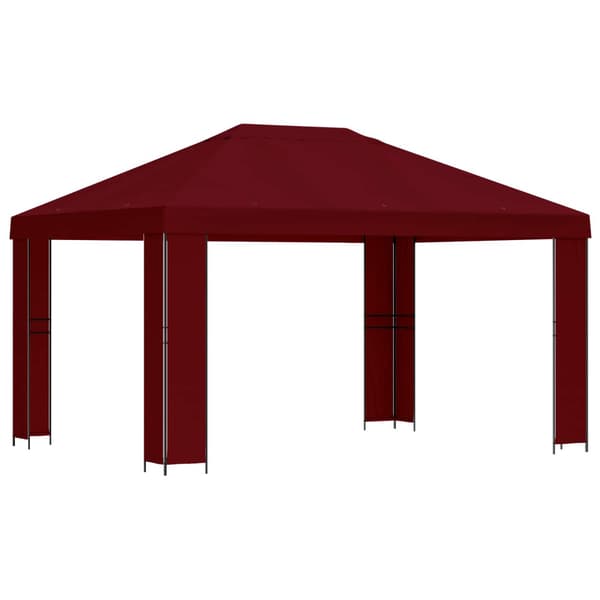 Paviljong 4 × 3 m Vinröd Polyester och Stål 190