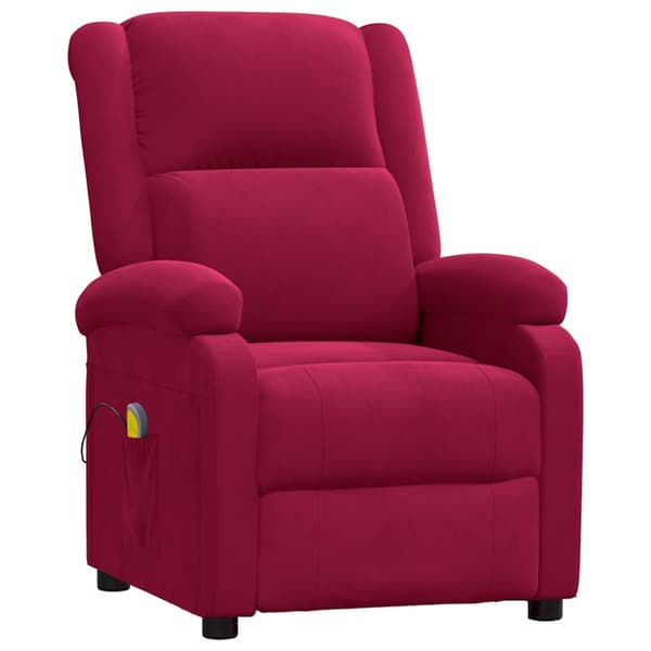 Massagefåtölj vinröd sammet