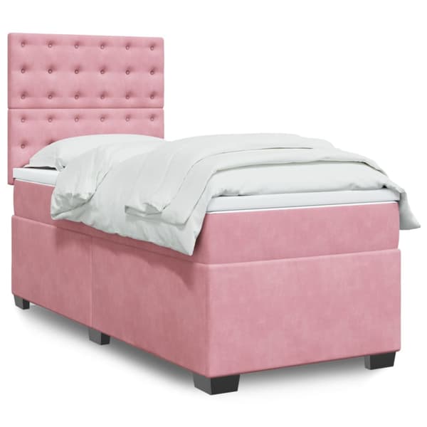 Ramsäng med madrass rosa 100x200 cm sammet