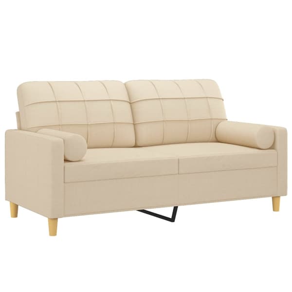 2-sits soffa med prydnadskuddar gräddvit 140 cm tyg