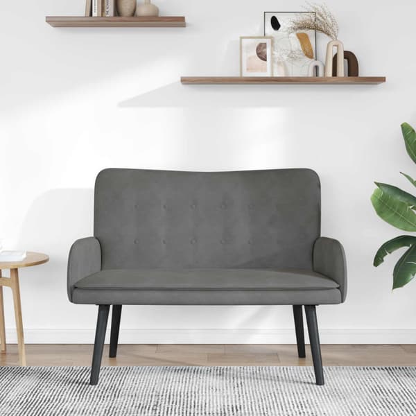 Tvåsitssoffa Mörkgrå 115 x 61 x 87 cm Sammet
