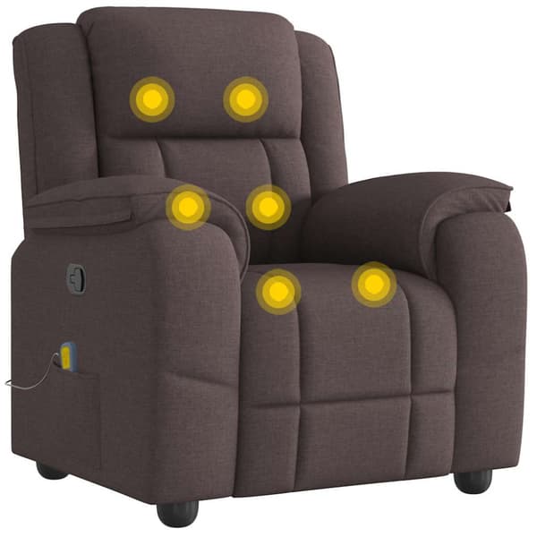 Massagefåtölj mörkbrun tyg