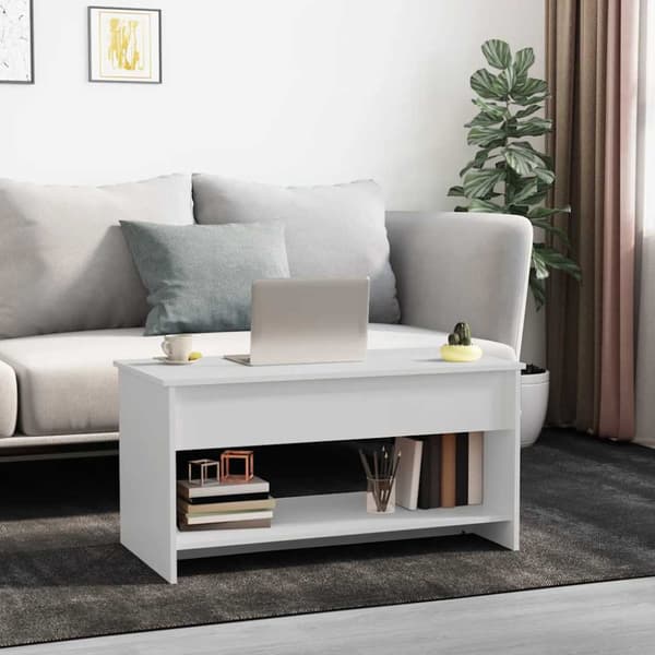 Soffbord vit 102x50x52,5 cm konstruerat trä