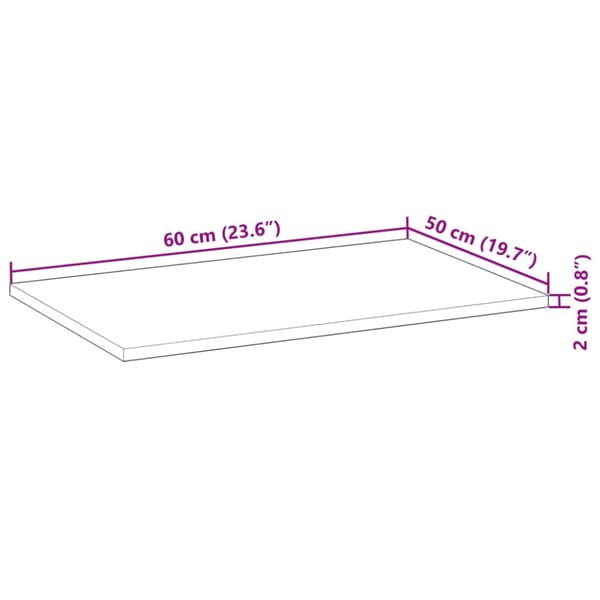 Bordsskiva rektangulär 60x50x2 cm massivt akaciaträ