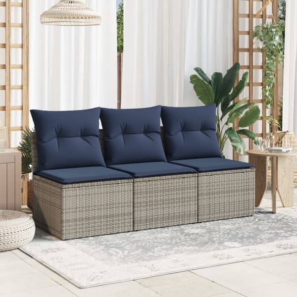 Trädgårdsoffa med kudde Grå 165 x 62 x 69 cm Poly rattan