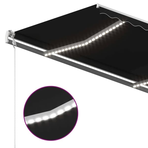 Automatisk markis med vindsensor & LED 450x350 cm antracit