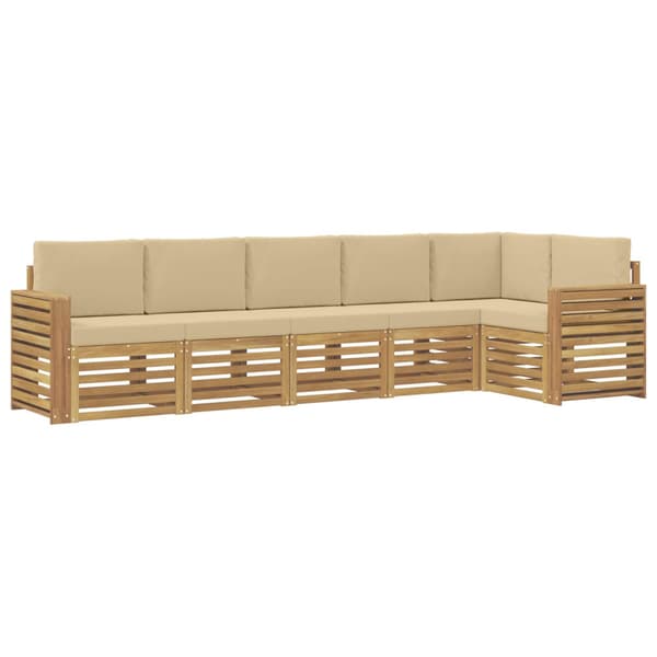 Utomhussoffset 6 pcs Vit och Beige 310 x 132,5 x 73 cm