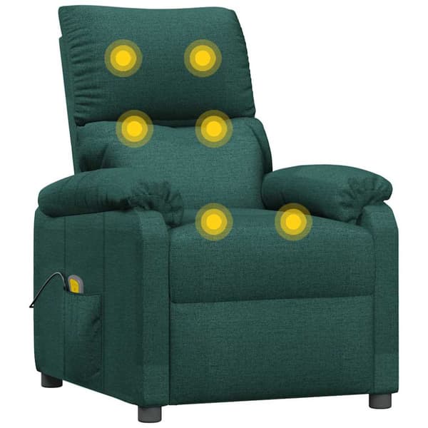 Massagefåtölj mörkgrön tyg