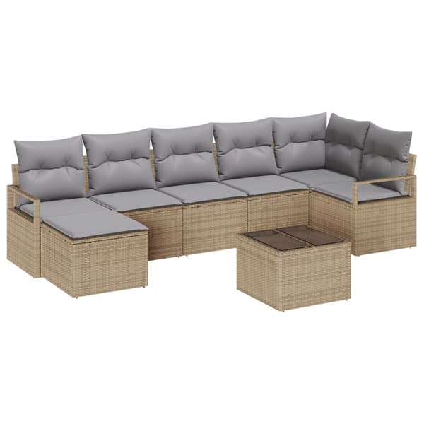 Soffset med kudde 8 pcs Beige konstrotting