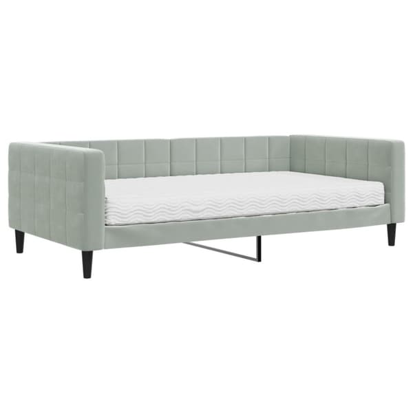 Dagbädd med madrass ljusgrå 100x200 cm sammet