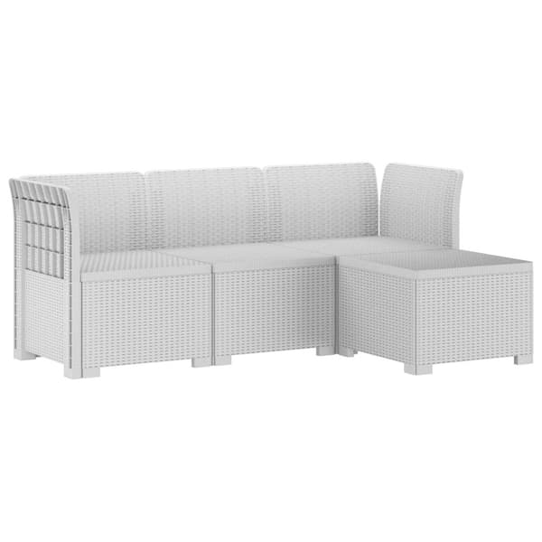 4-sits Trädgårdsoffa Rattan Look PP Vit