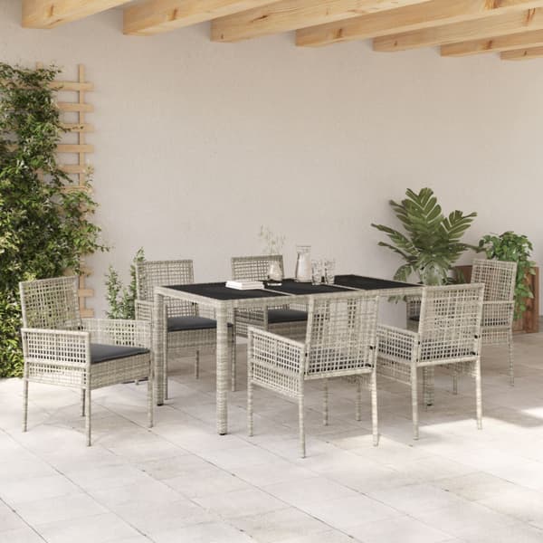Trädgårdsmöbelset 7 pcs Ljusgrå konstrotting