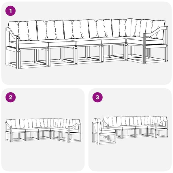Utomhussoffset med kudde 6 pcs Vit och Beige