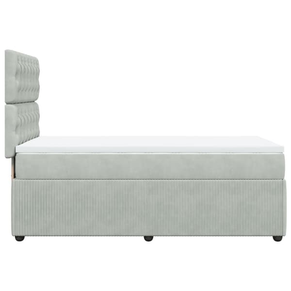 Ramsäng med madrass ljusgrå 90x200 cm sammet
