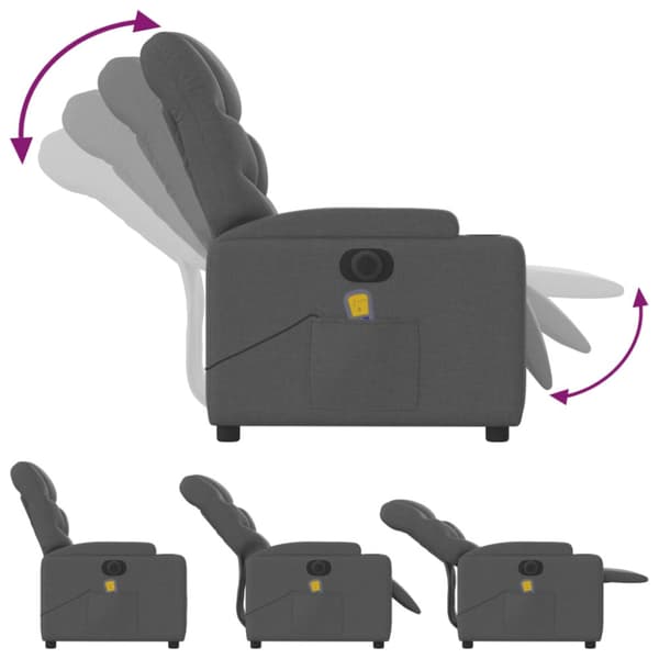 Elektrisk massagefåtölj mörkgrå tyg