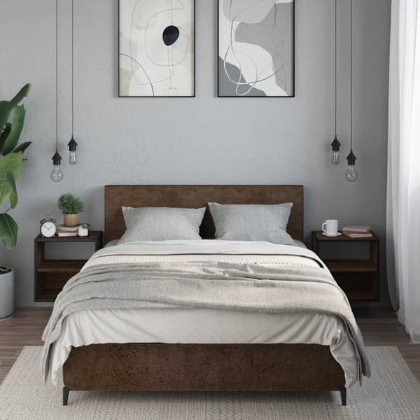 Väggmonterade sängbord 2 st brun ek 40x31x39,5 cm