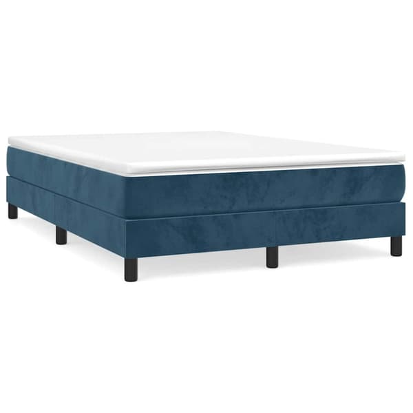 Boxspring-sängram mörkblå 140x190 cm sammet
