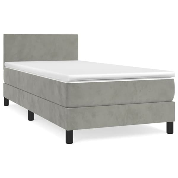 Ramsäng med madrass ljusgrå 80x200 cm sammet