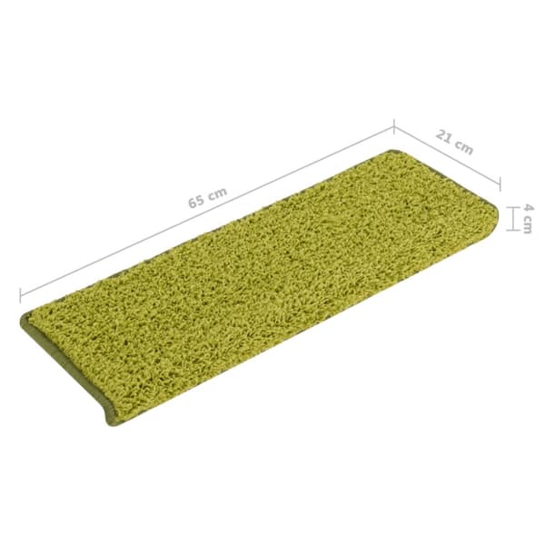 Trappmattor 15 st 65x21x4 cm gröna rektangulära kanter
