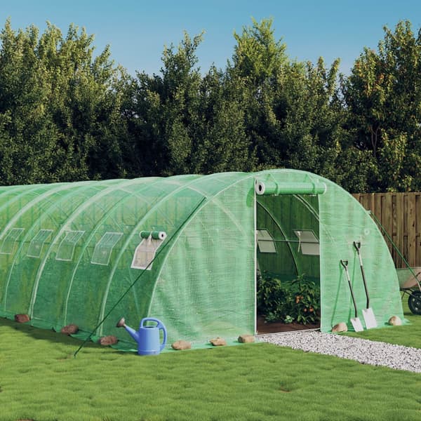 Växthus med stålram grön 88 m² 22x4x2 m