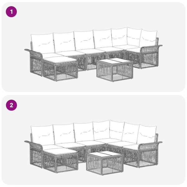 Trädgårdsoffset 8 pcs Grå konstrotting