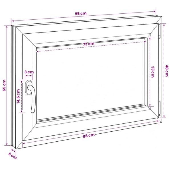Källarfönster RISOR 50 x 55 cm PVC och glas
