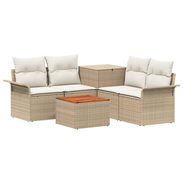Soffset 6 st 4-Antal sittplatser Beige och krämvit