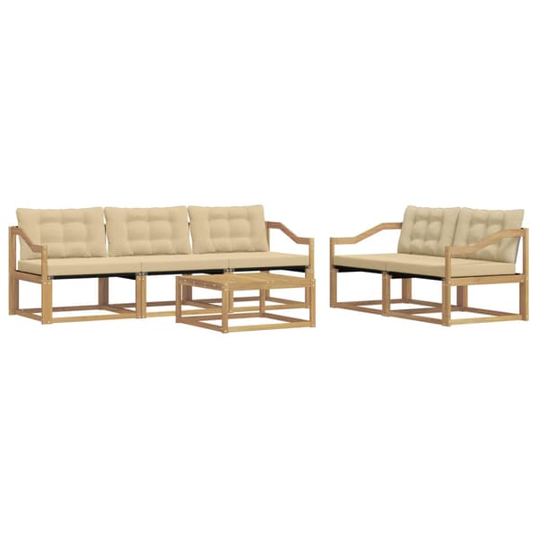 Utomhussoffset 6 pcs Vit och Beige 79 x 79 x 37 cm