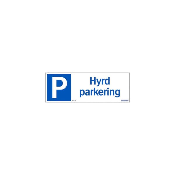 Skylt Hyrd parkering 297x105mm