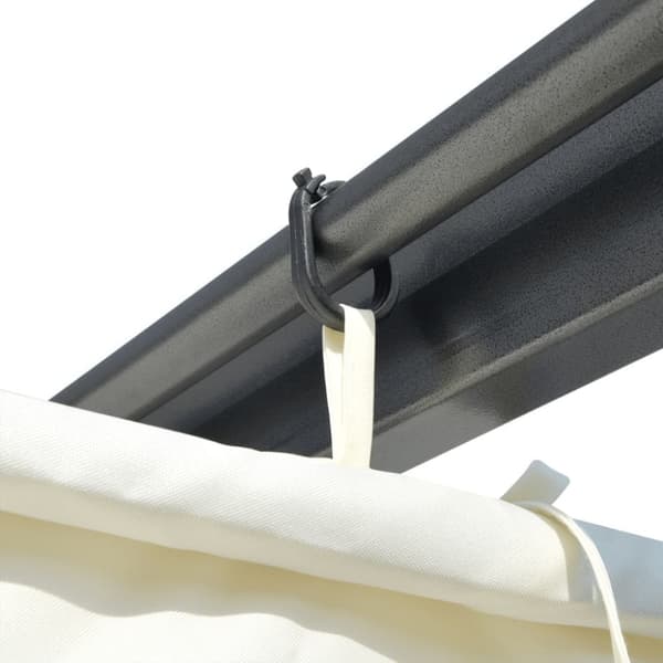 Pergola med indragbart tak gräddvit 3x3 m stål