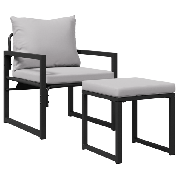 Trädgårdsmöbler med kudde med kudde 4 pcs Ljusgrå Polyester