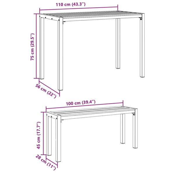 Trädgårdsmöbelset 3 pcs Antracit Stål