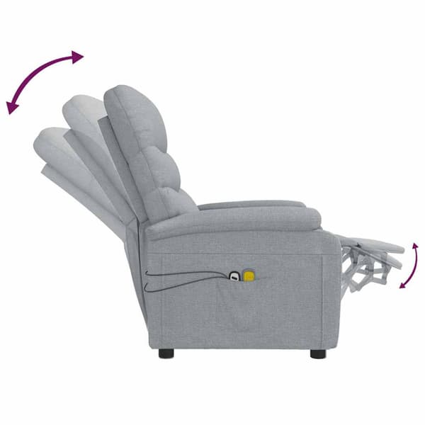 Elektrisk massagefåtölj ljusgrå tyg