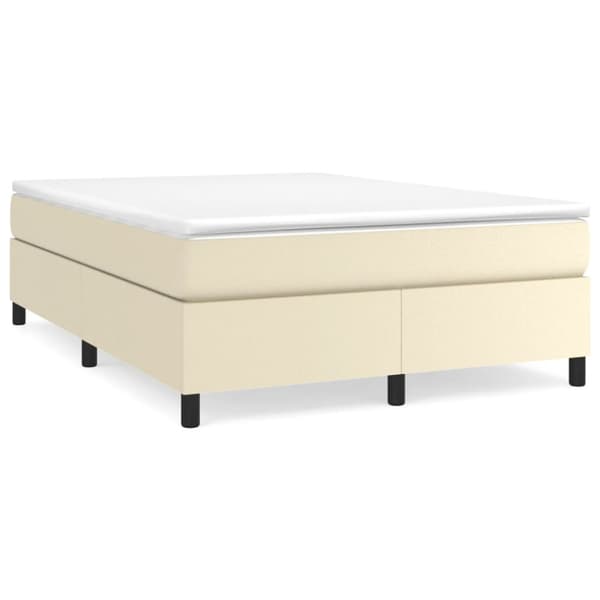 Boxspring-sängram gräddvit 140x190 cm konstläder