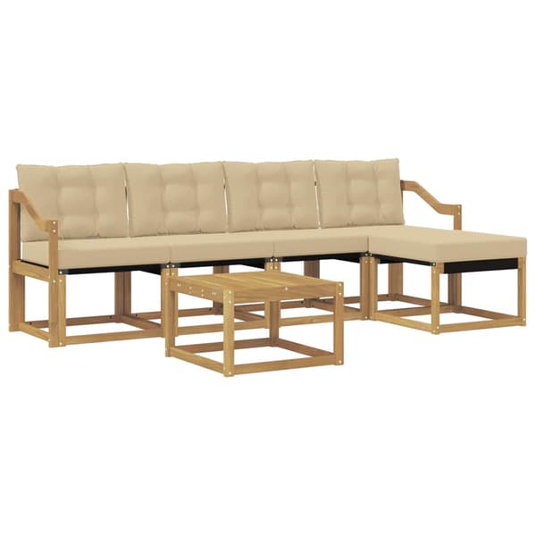 Utomhussoffset med kudde 6 pcs Vit och Beige