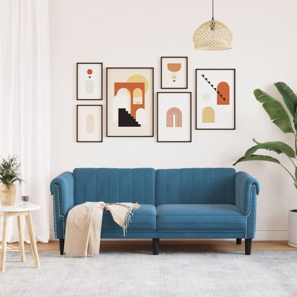 Soffa 2-sits blå sammet