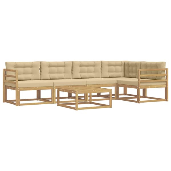 Utomhussoffset 6 pcs Vit och Beige 79 x 79 x 37 cm Polyester