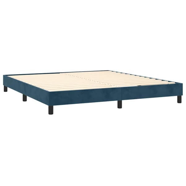 Ramsäng med madrass mörkblå 160x200 cm sammet