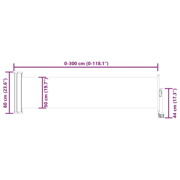 Infällbar sidomarkis 60x300 cm röd
