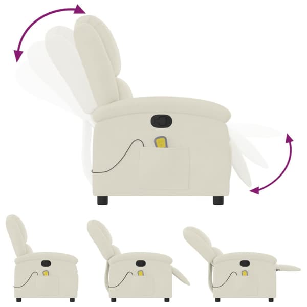 Massagefåtölj gräddvit sammet