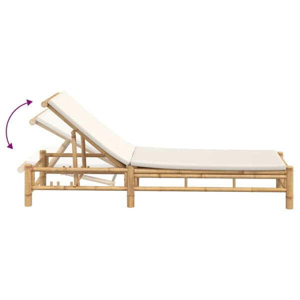 Solsäng med dynor 55x199x30 cm bambu