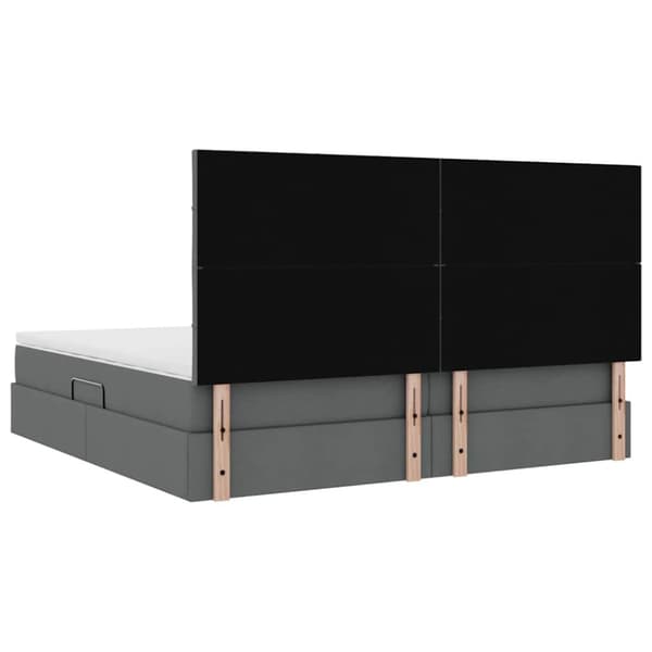 Förvaringssäng med madrass Mörkgrå 200 x 200 cm Polyester