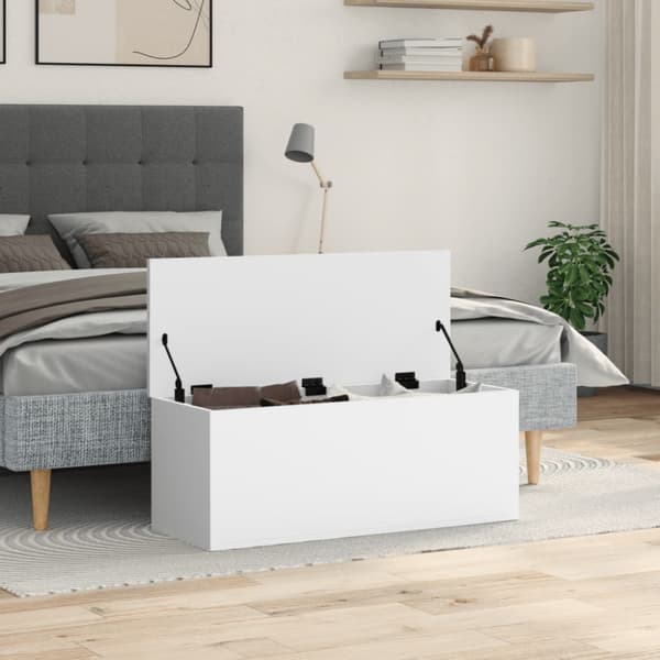Förvaringslåda vit 90x35x35 cm konstruerat trä