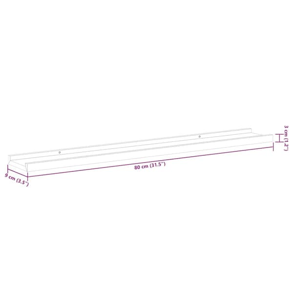Tavellist 2 st vit 80x9x3 cm MDF