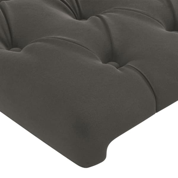 Sänggavel LED mörkgrå 163x16x118/128 cm sammet
