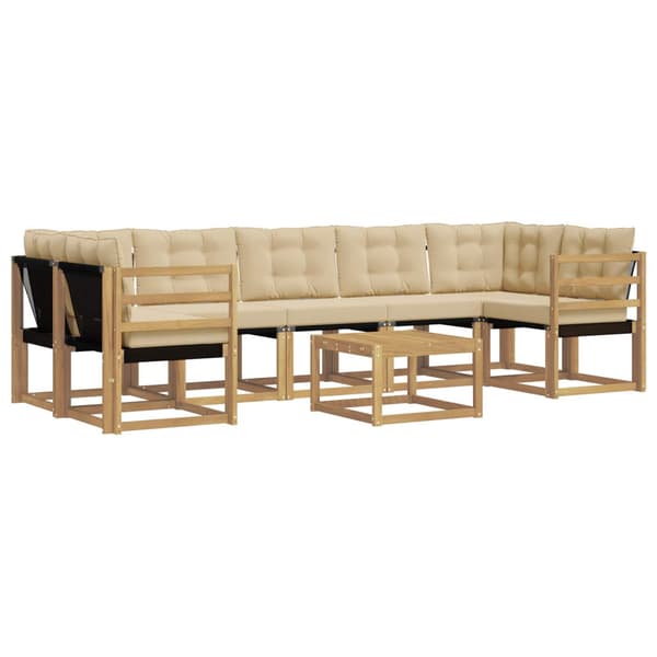 Utomhussoffset med kudde 8 pcs Vit och Beige