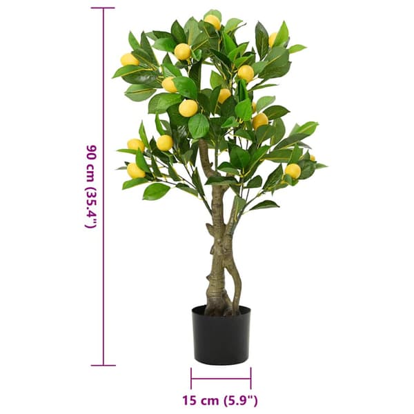 Konstgjort citronträd 234 blad 90 cm grönt