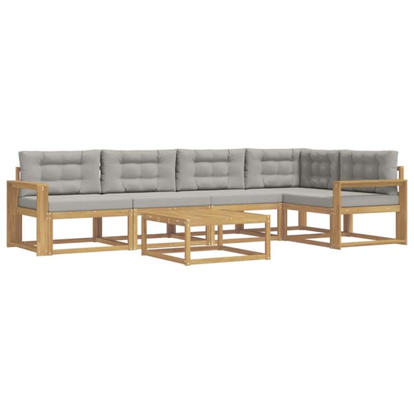 Utomhussoffset 6 pcs Vit och ljusgrå 79 x 79 x 37 cm Polyester