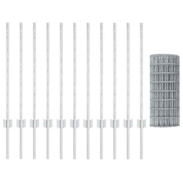 Stängsel med stolpe Silver 0,8 x 25 m Stål