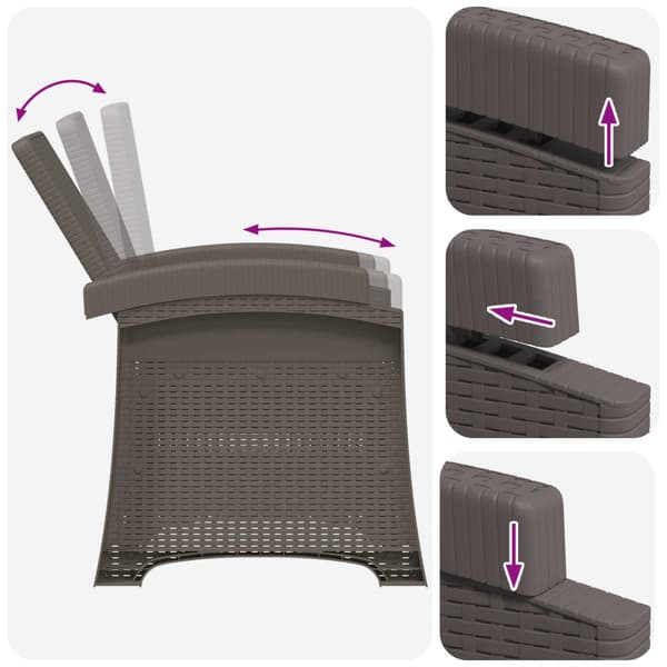 Reclining gardenstol i rottinglook 2 pcs Ljusgrå PP